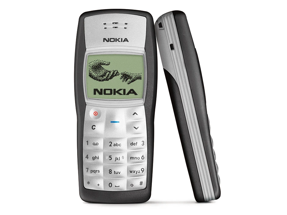 Nokia 1100 phone shown from the front and the back