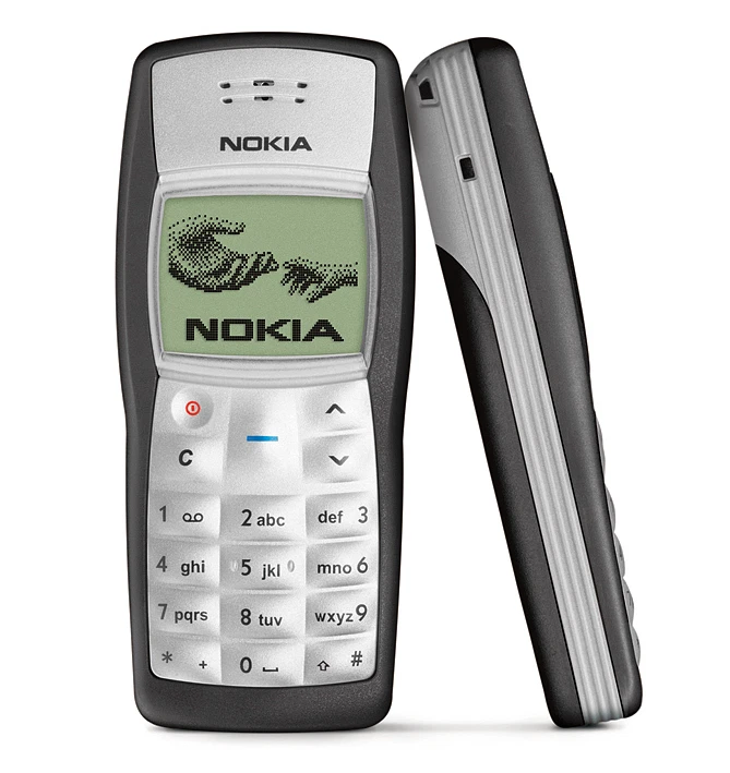 Nokia 1100 phone shown from the front and the back